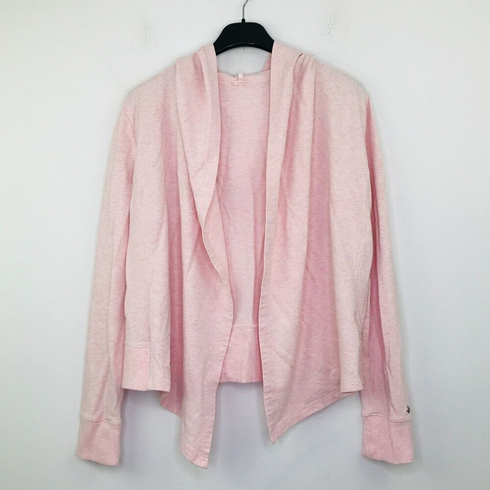 Calia Womens *S/M Cardigan Pink Heathered Effortless Cozy Hooded Open Front BX13